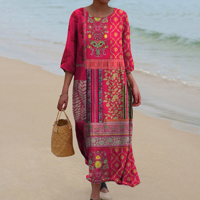 Fleur - Boho Maxi Jurk met Print Dames