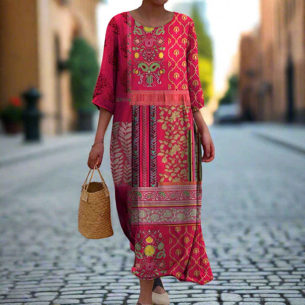 Fleur - Boho Maxi Jurk met Print Dames