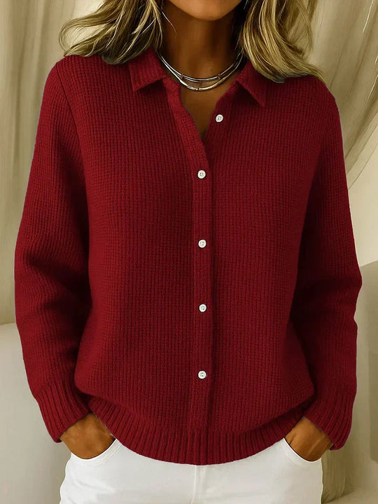 Helen - Stijlvol Grofgebreid Knopen Vest