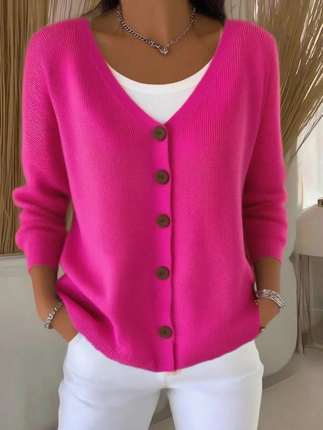 Rachel - Elegant Gebreid Knopen Vest