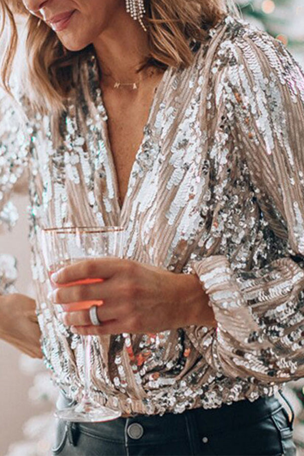Aviva - Feestelijke Pailletten Dames Blouse