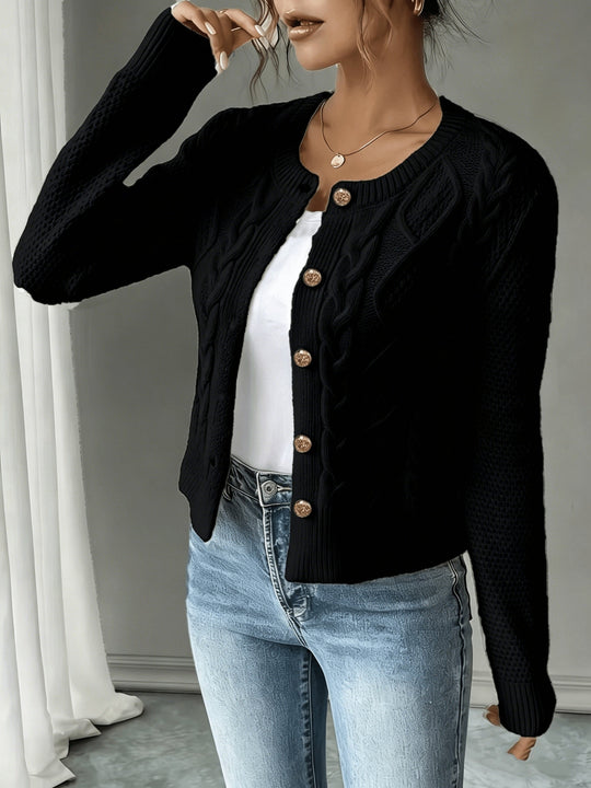 Marianne - Elegant Kabelgebreid Knopen Vest