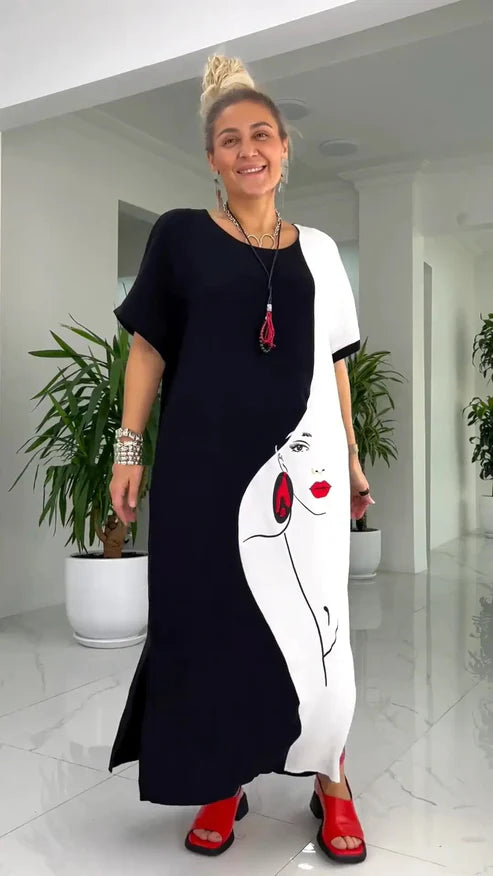 Amelia | Maxi Jurk Dames Wijd Met Print