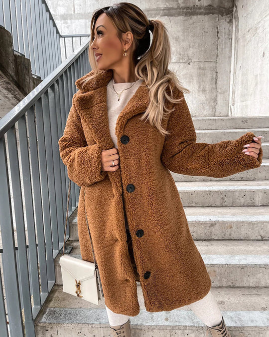 Lena – Elegante lange teddyjas voor een stijlvolle winterlook