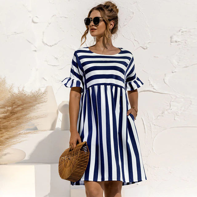 Miranda - Trendy Gestreepte Jurk
