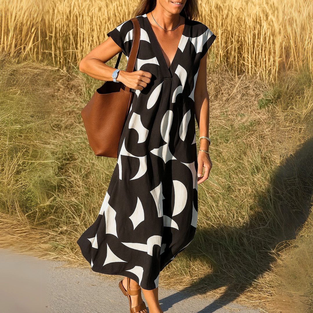 Mirjam - Stijlvolle Boho Maxi Jurk met V-hals