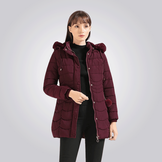 Saskia - Elegante Lange Gewatteerde Winterjas