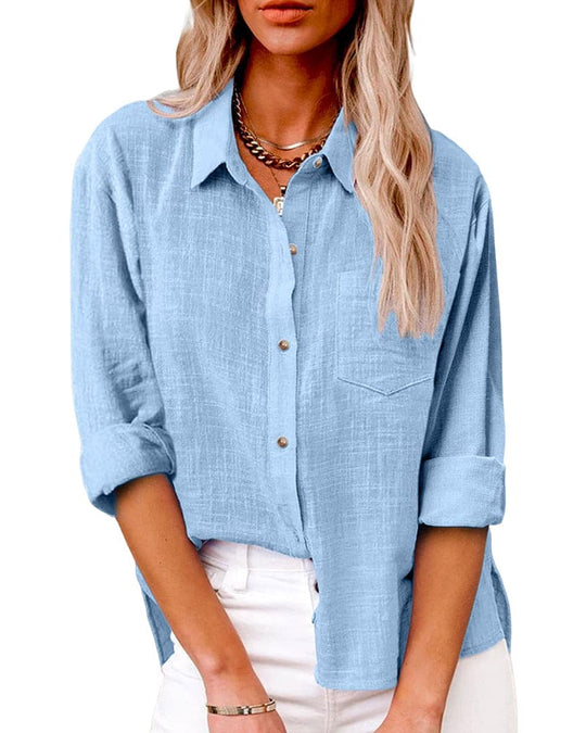 Katoen Linnen Blouse Dames Stijlvol - Zara
