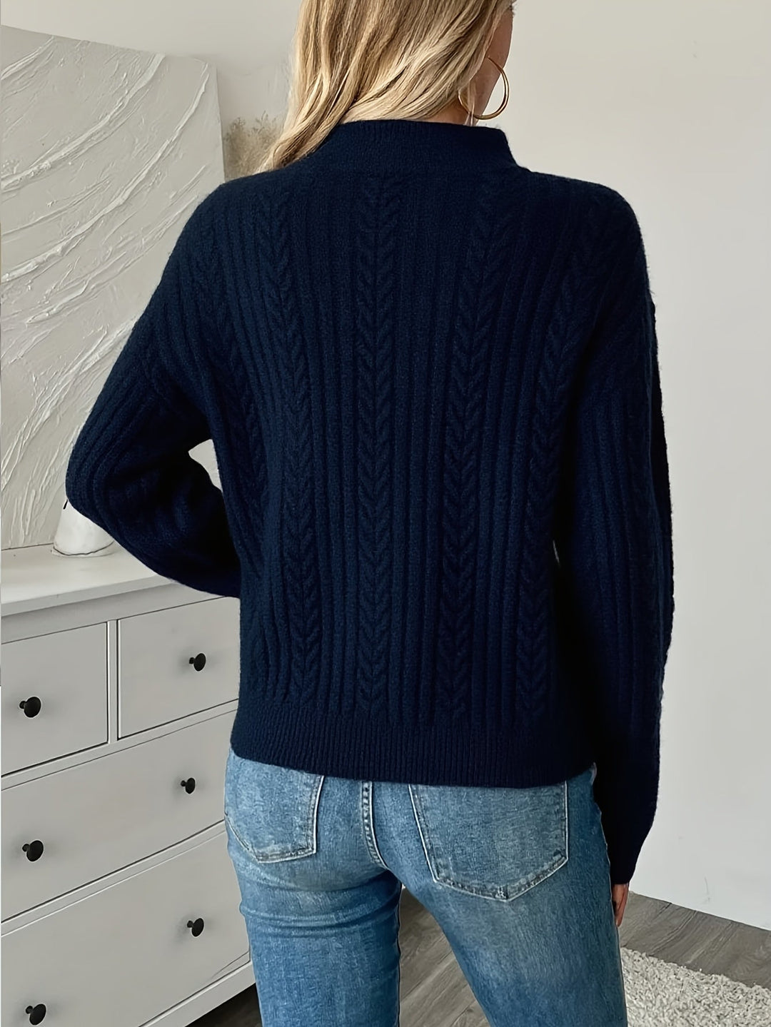 Joanne - Elegante Kabelgebreide Half-Zip Trui