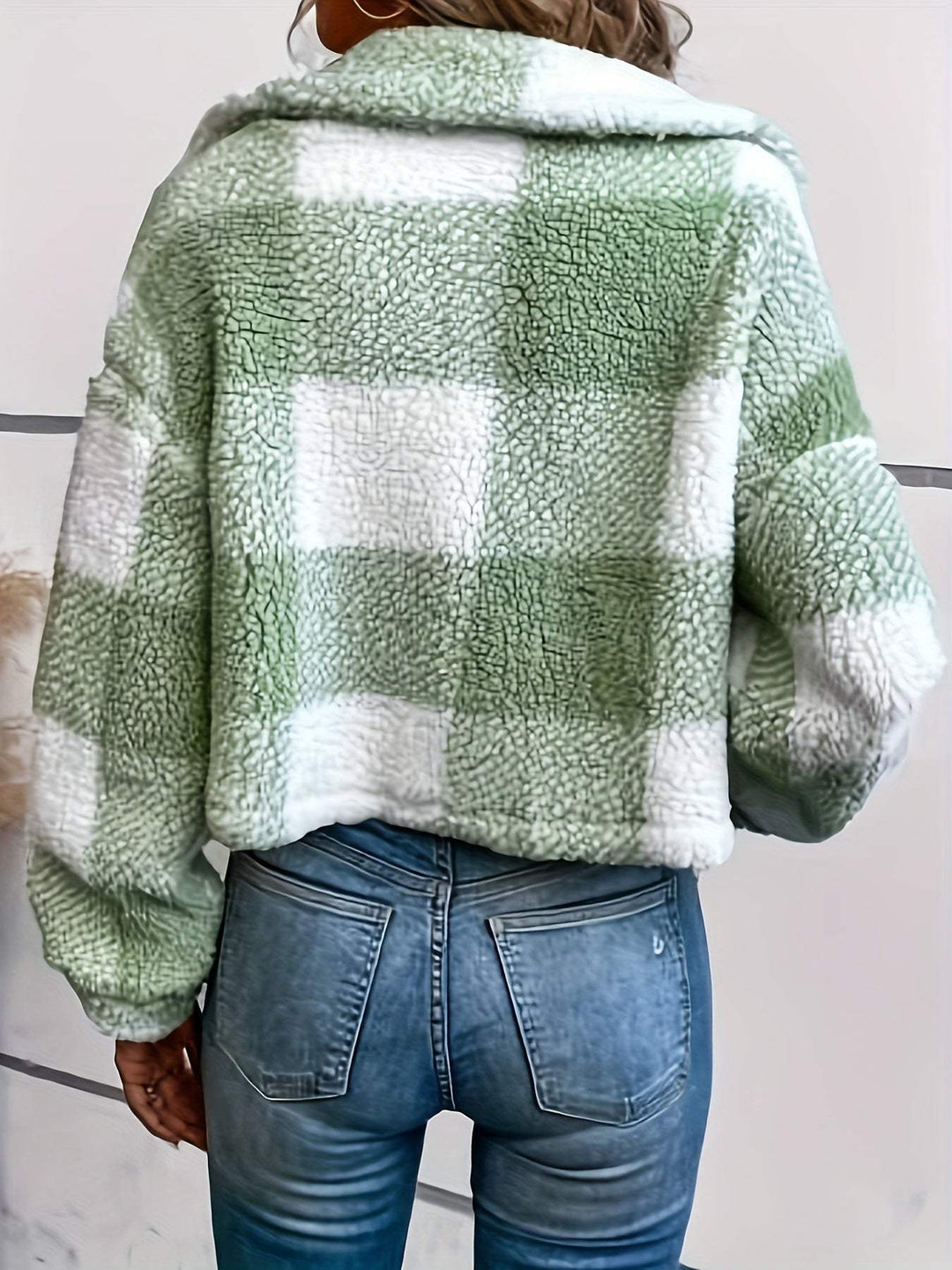 Sarah - Stijlvolle Geruite Teddy Winterjas