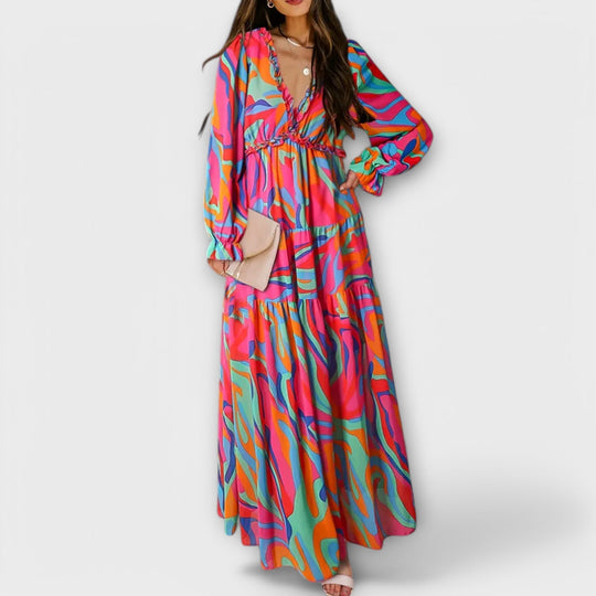 Daphne - Chiffon Maxi Jurk met Bloemenprint