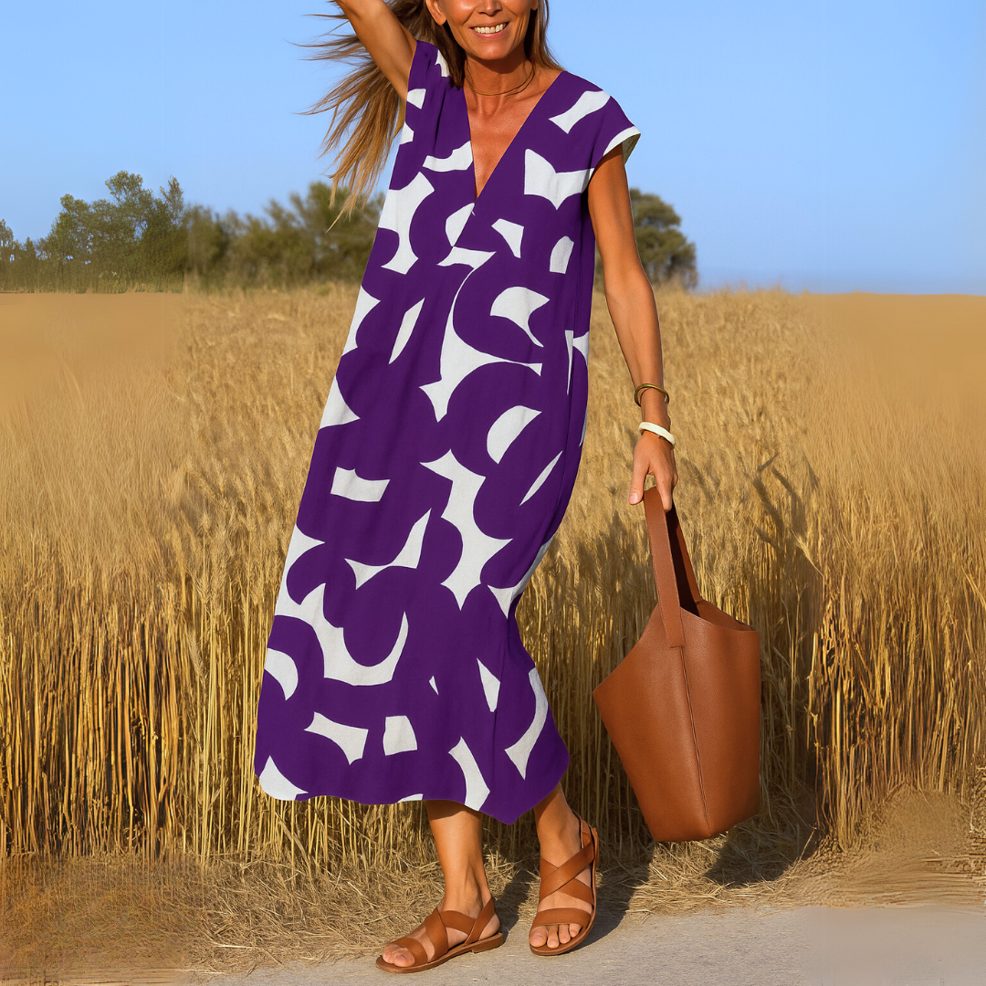 Mirjam - Stijlvolle Boho Maxi Jurk met V-hals