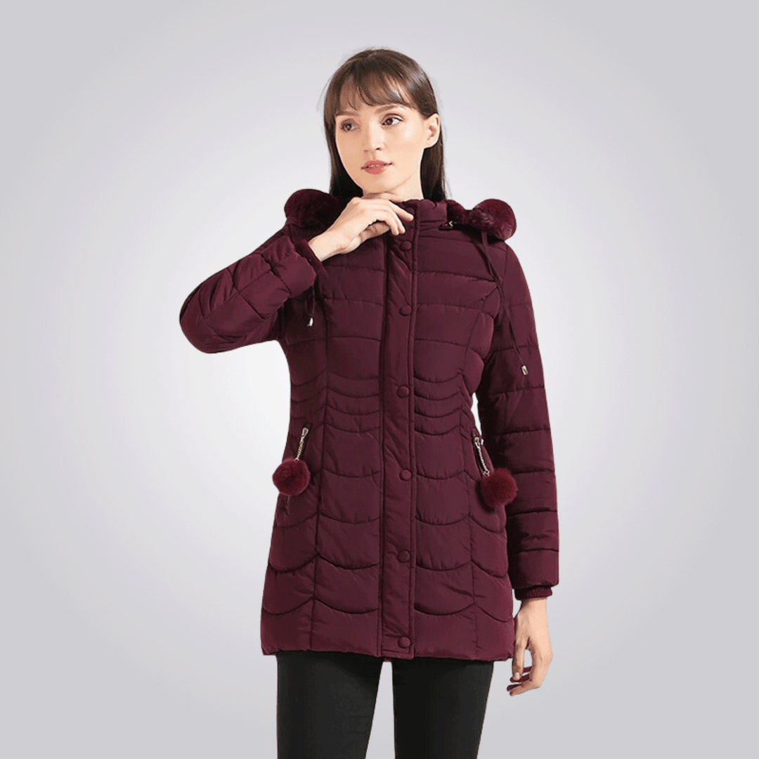 Saskia - Elegante Lange Gewatteerde Winterjas