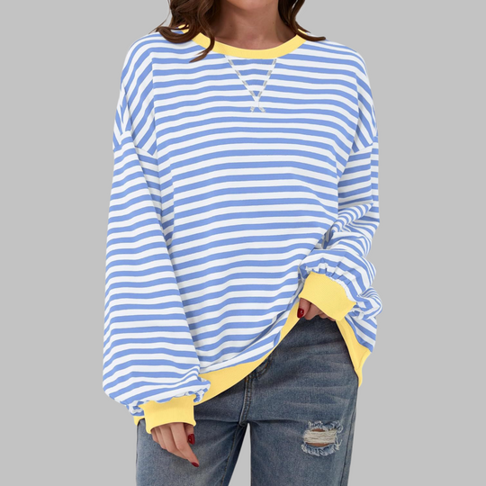Ellen - Stijlvolle Gestreepte Ronde Hals Sweater