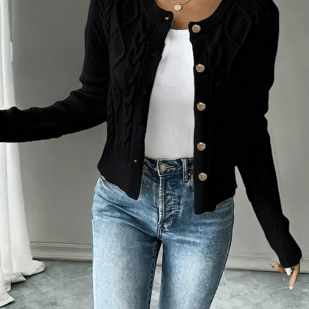 Marianne - Elegant Kabelgebreid Knopen Vest