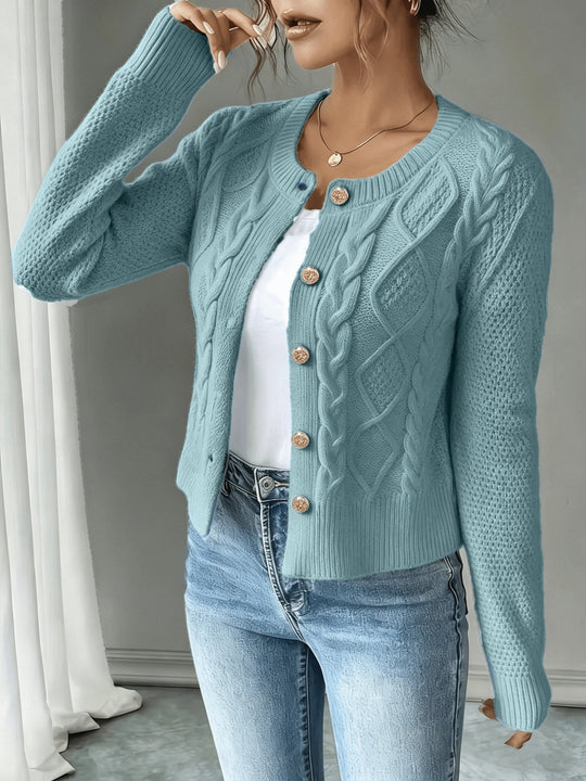 Marianne - Elegant Kabelgebreid Knopen Vest