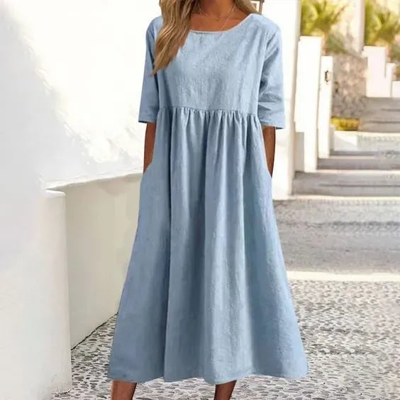 Zara - Casual Katoen Midi Jurk Korte Mouw Dames