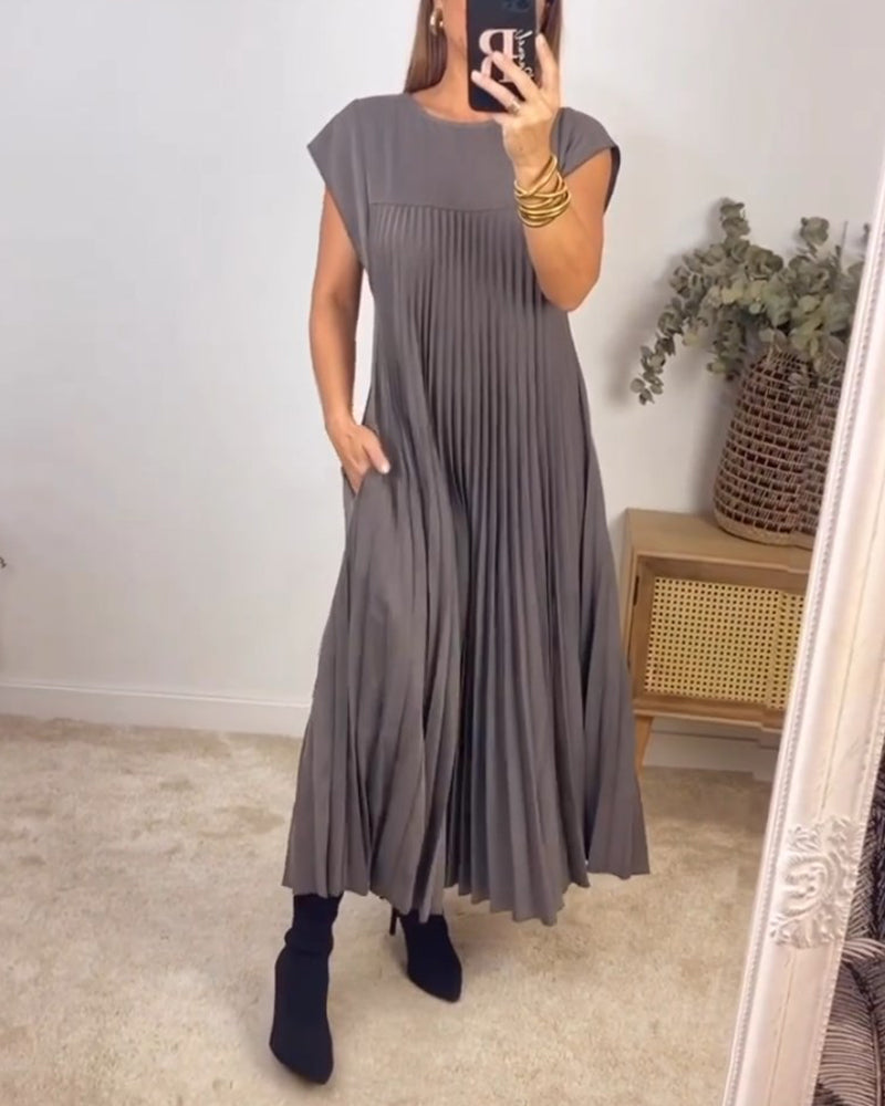 Saskia - Elegante Plissé Maxi Jurk