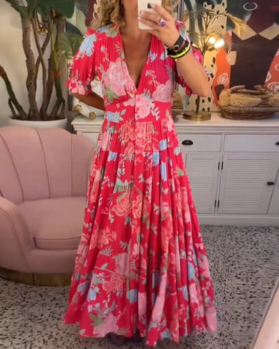 Lottie | Maxi Jurk Dames Kleurrijk Met Bloemenprint