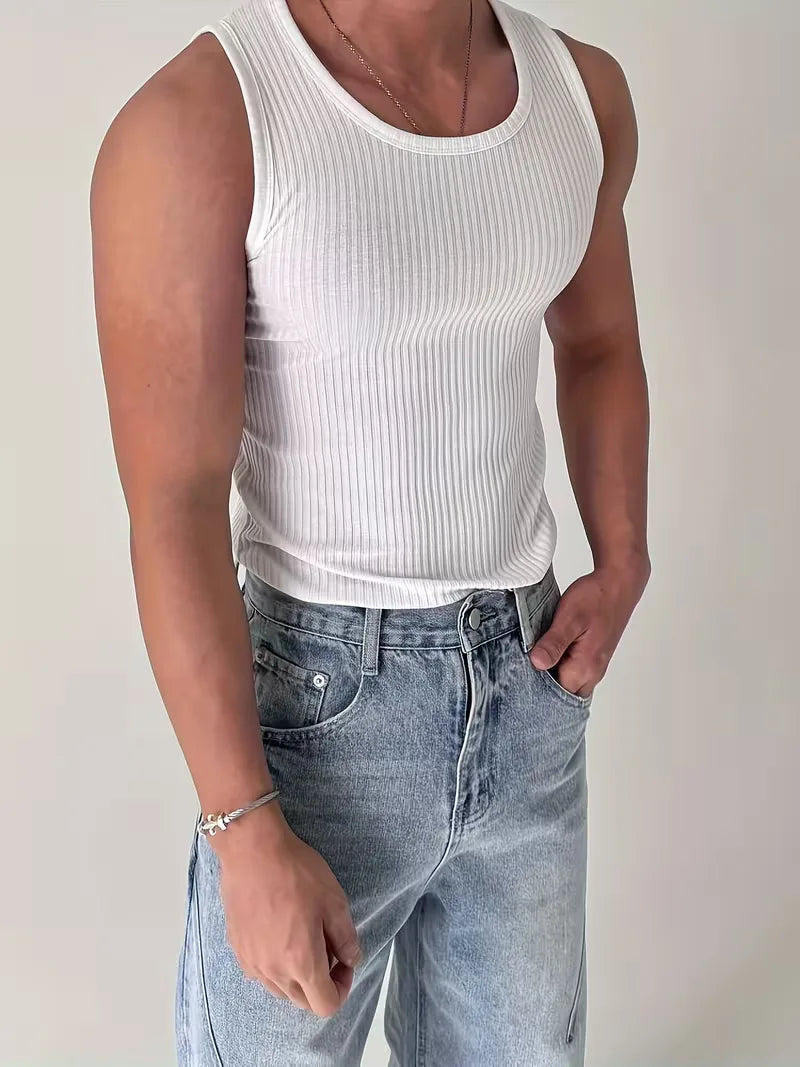 Geribbelde Tanktop Heren Slim Fit - Ravi