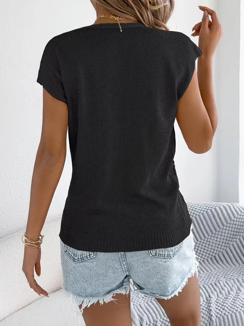 Emma - Elegante Gebreide V-Hals Top