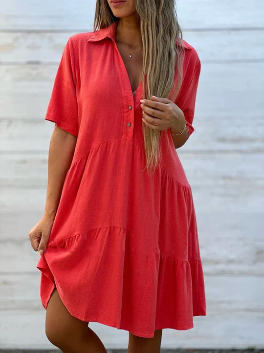 Nora - Losse Blousejurk Korte Mouw Dames