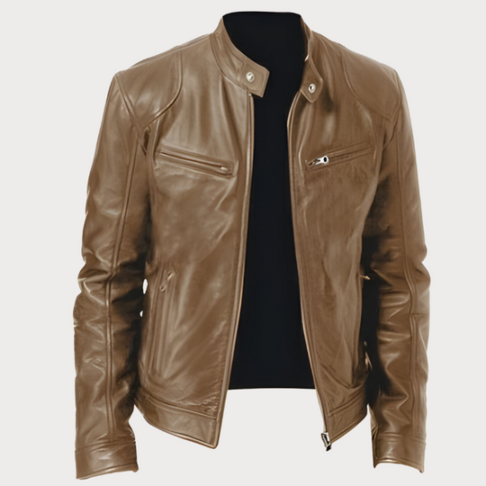 Victor - Stijlvolle Slim Fit Leren Bikerjack
