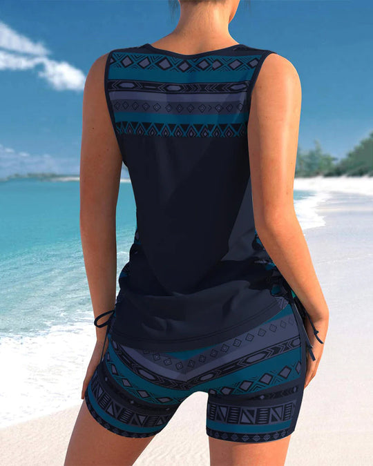 Zamira - Tankini met Geometrische Print en Flatterende V-Hals