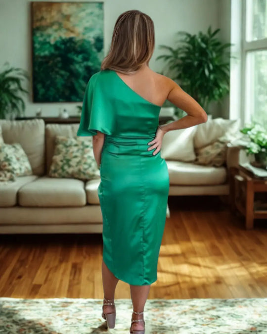 Lola - Elegante Satijnen One Shoulder Jurk Dames