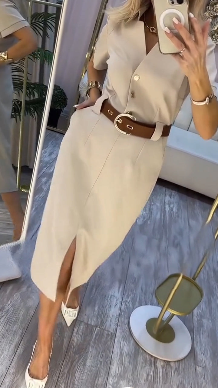 Midi Jurk Dames Elegant Met Riem - Iris