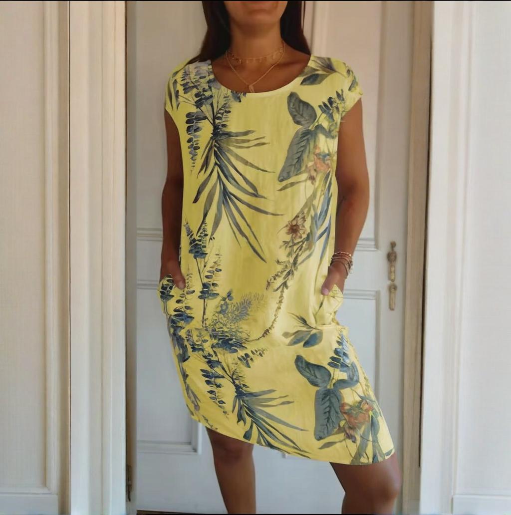 Linnen Tuniek Jurk Dames Botanisch - Livia