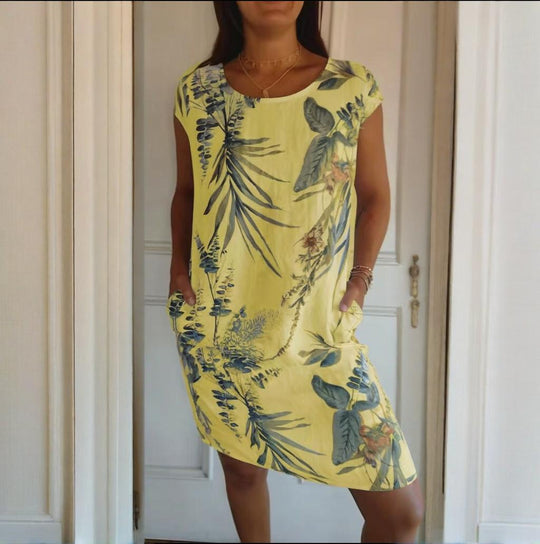Linnen Tuniek Jurk Dames Botanisch - Livia