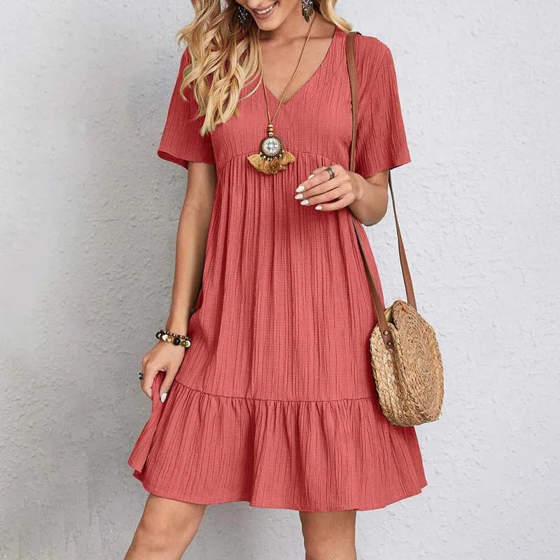 Mini Jurk Dames Casual Met V-hals - Demi