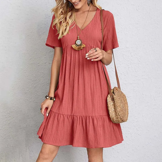 Mini Jurk Dames Casual Met V-hals - Demi