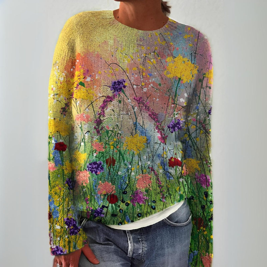 Sophie - Stijlvolle Oversized Gebloemde Sweater