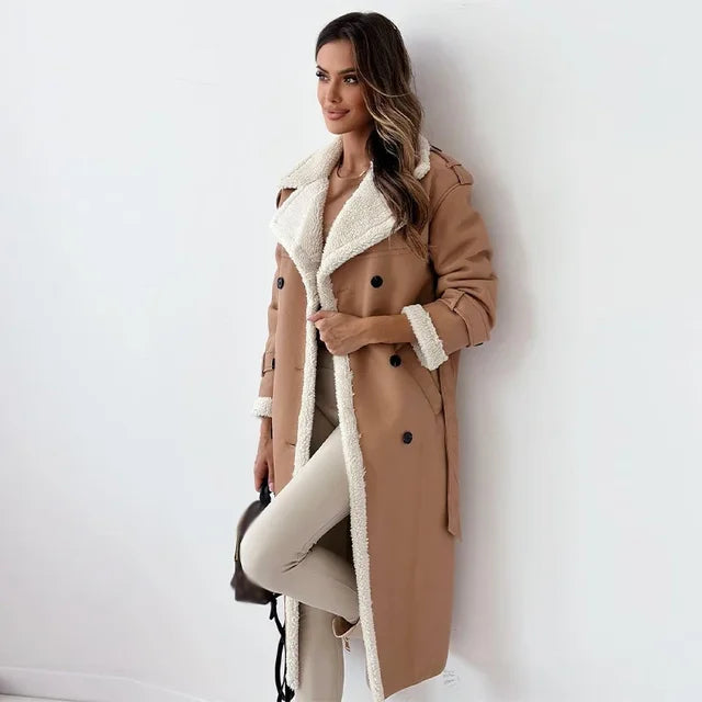 Ingrid - Elegante Leren Mantel Winterjas
