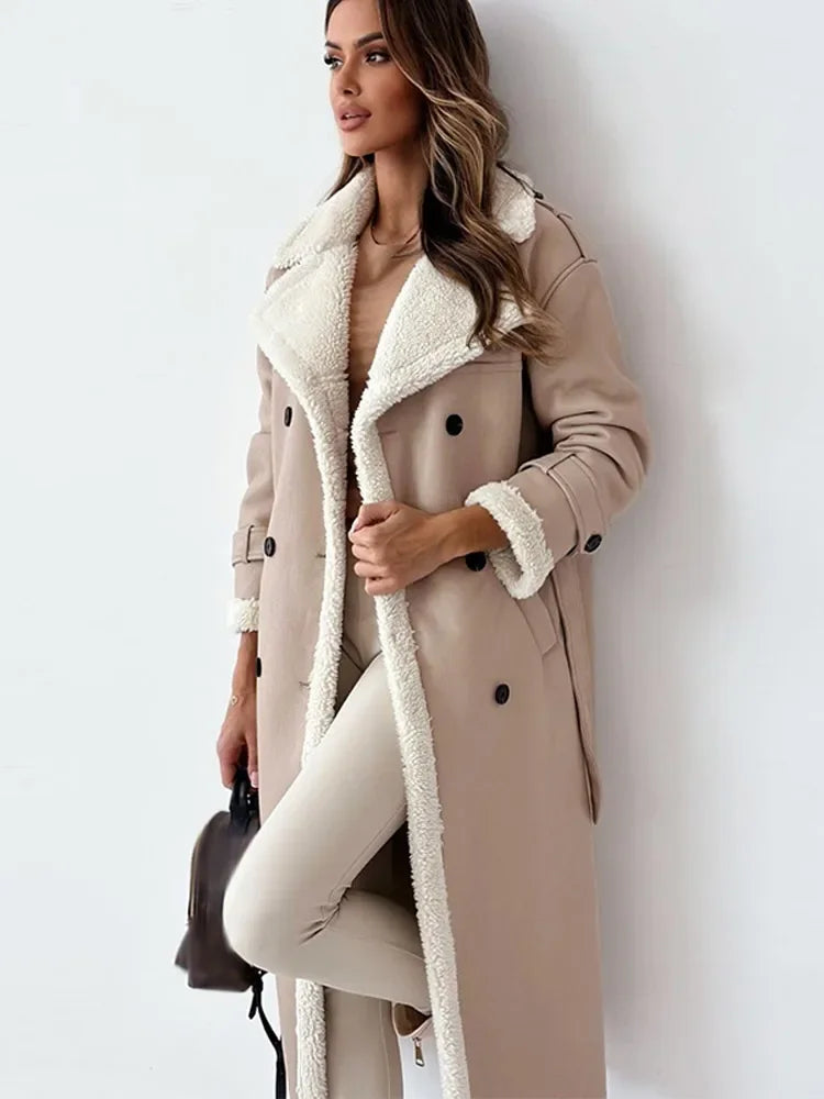 Ingrid - Elegante Leren Mantel Winterjas