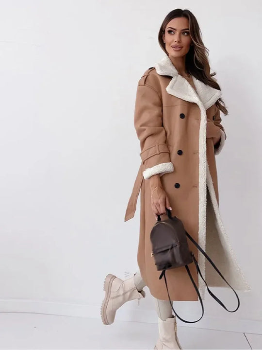 Ingrid - Elegante Leren Mantel Winterjas