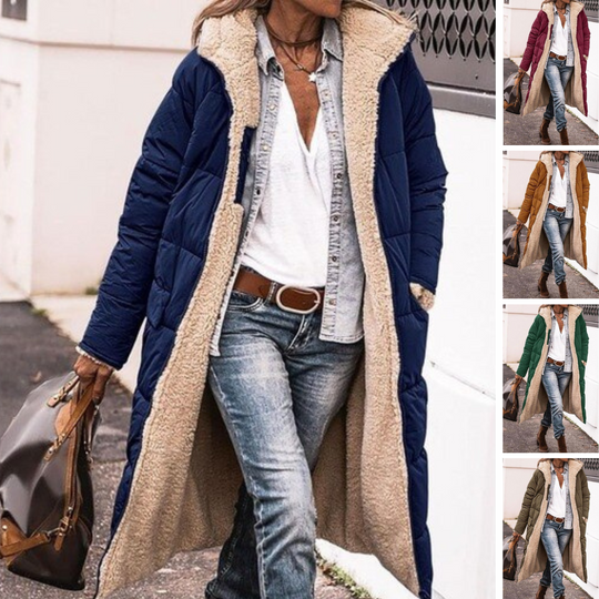 Renate - Elegante Teddy Lange Gewatteerde Winterjas