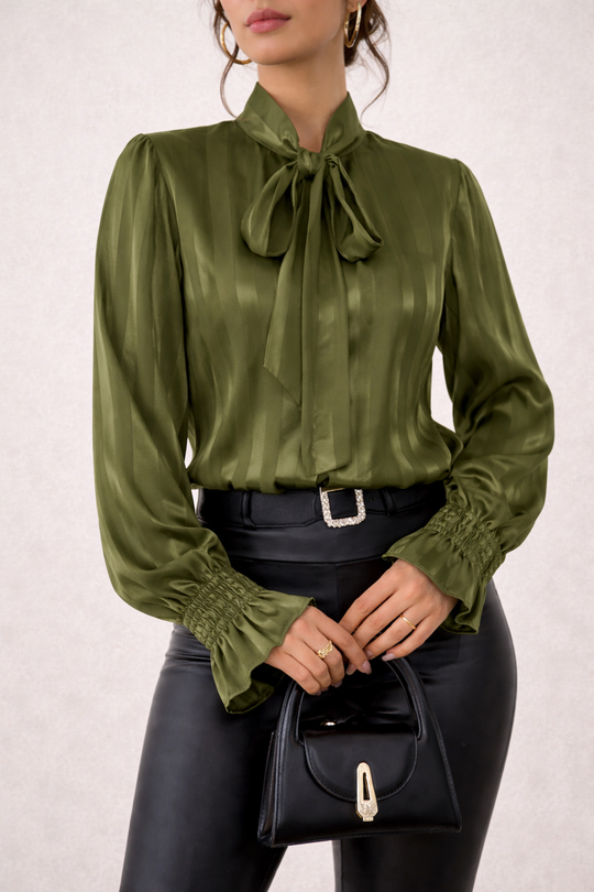 Gestreepte Blouse Dames Met Strik Lange Mouw - Zara