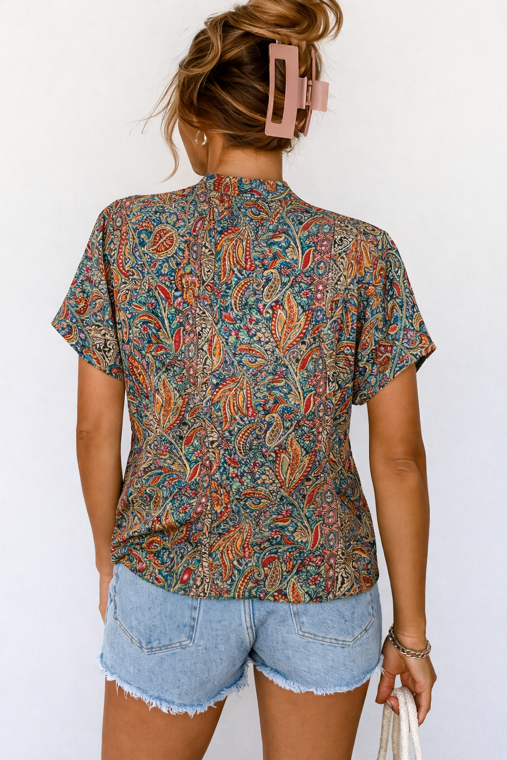 Boho Blouse Dames V-Hals Korte Mouw - Yuna