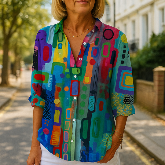 Dames Blouse Met Kleurrijke Print - Marit