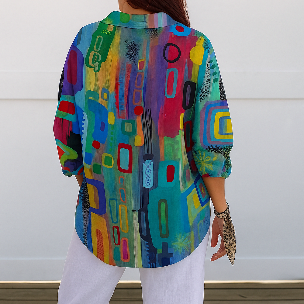 Dames Blouse Met Kleurrijke Print - Marit