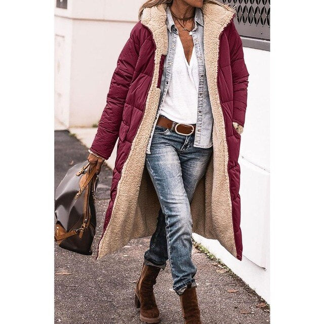 Renate - Elegante Teddy Lange Gewatteerde Winterjas