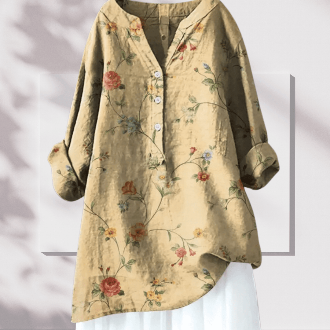 Talia - Stijlvolle Linnen Tuniek met Bloemenprint Dames