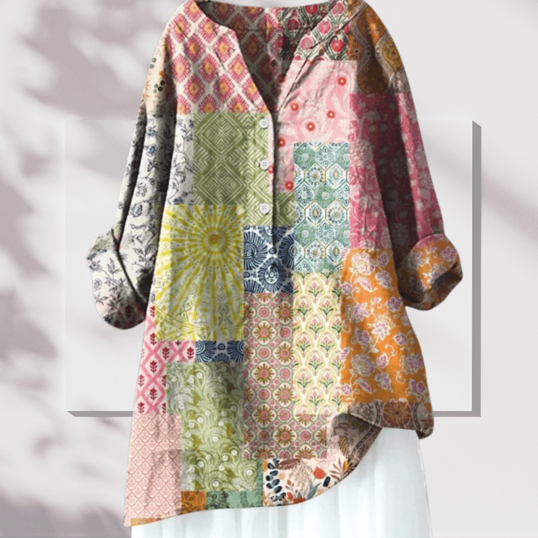 Talia - Stijlvolle Linnen Tuniek met Bloemenprint Dames