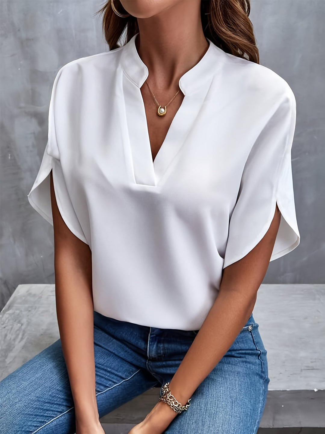 Chiffon Blouse Dames Met V-Hals Elegant - Sade