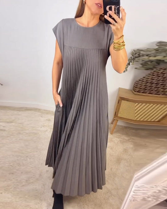 Saskia - Elegante Plissé Maxi Jurk