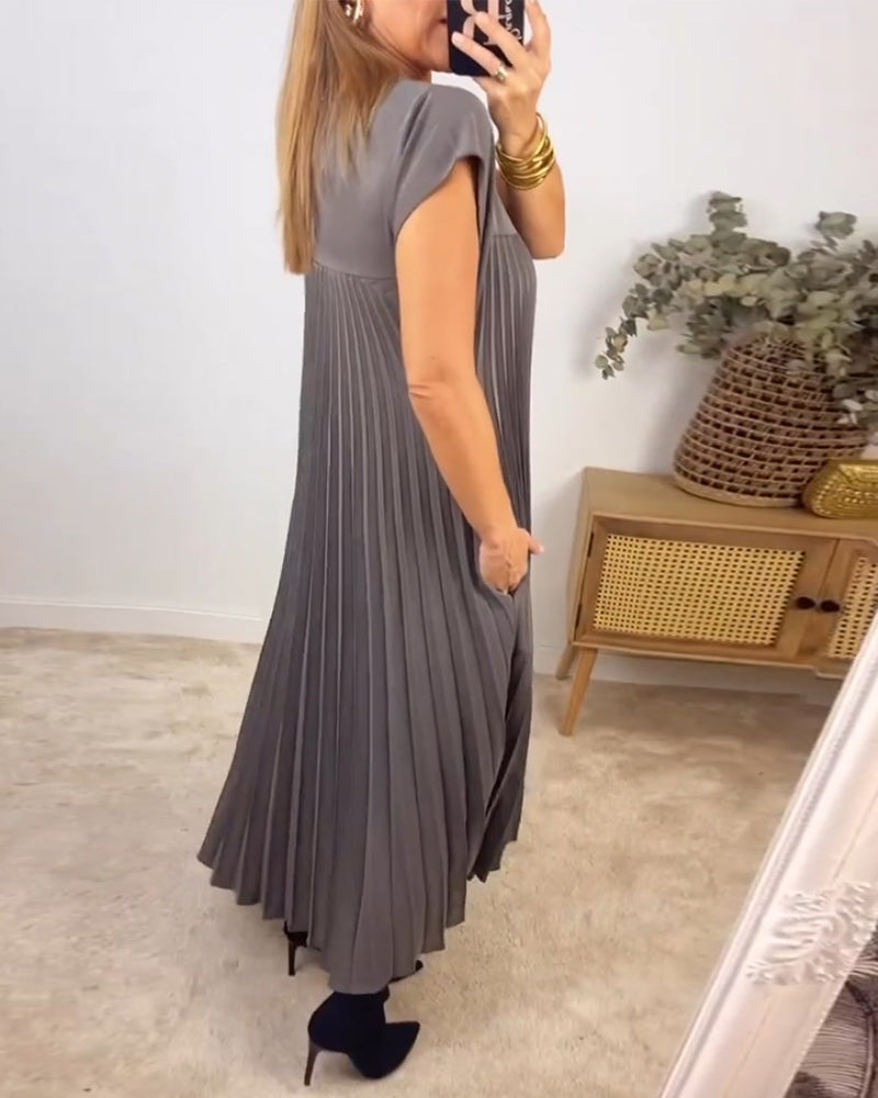 Saskia - Elegante Plissé Maxi Jurk