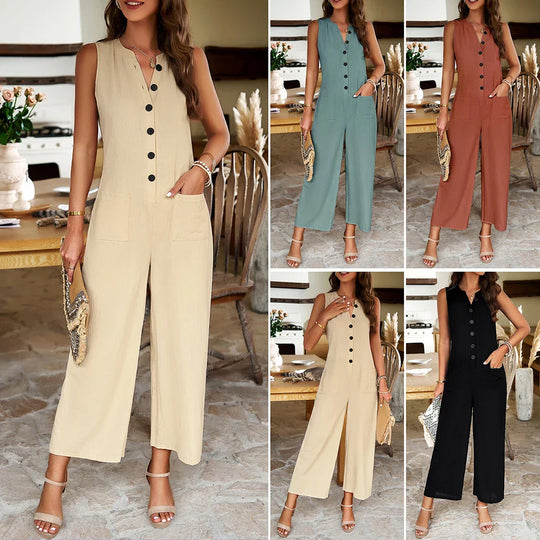 Sanne - Zwarte Jumpsuit Dames - Casual en Chic - Mouwloos-5